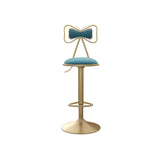 Glam Adjustable Swivel Fabric Bow-knot Back Bar Stool Image - 7