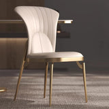 Glam Armless Solid Back Upholstered Dining Chair with Gold Legs Image - 1