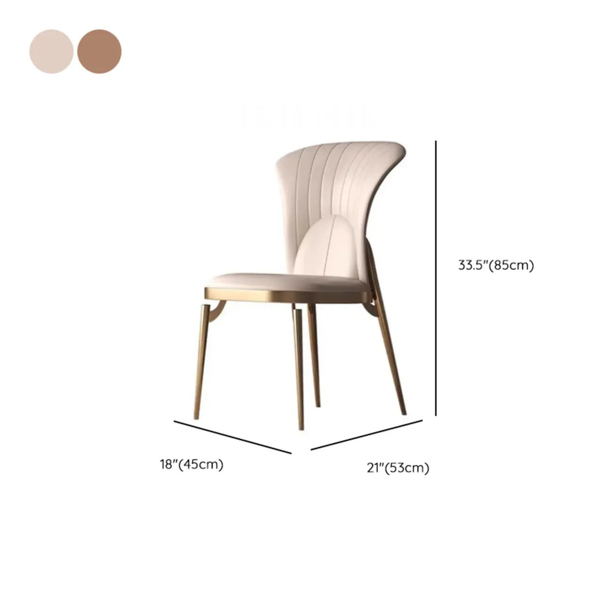 Glam Armless Solid Back Upholstered Dining Chair with Gold Legs 