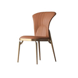 Glam Armless Solid Back Upholstered Dining Chair with Gold Legs Image - 2