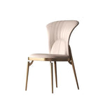 Glam Armless Solid Back Upholstered Dining Chair with Gold Legs Image - 3