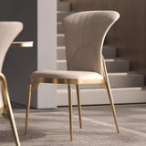 Glam Armless Solid Back Upholstered Dining Chair with Gold Legs Image - 6