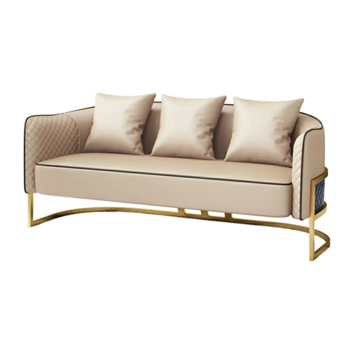 Glam Beige Faux Leather Seating Group with Pillow Image - 11