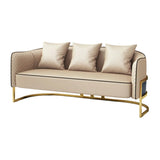 Glam Beige Faux Leather Seating Group with Pillow Image - 11