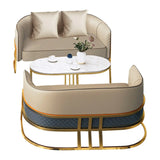 Glam Beige Faux Leather Seating Group with Pillow Image - 15