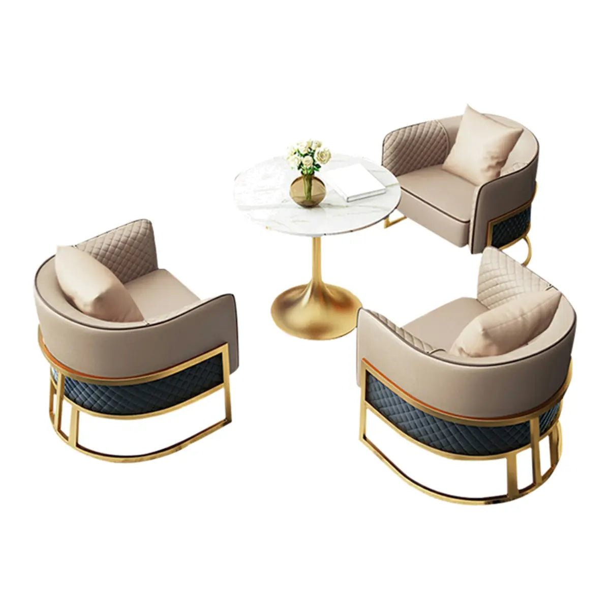 Glam Beige Faux Leather Seating Group with Pillow Image - 16