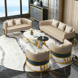 Glam Beige Faux Leather Seating Group with Pillow Image - 19
