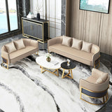 Glam Beige Faux Leather Seating Group with Pillow Image - 3