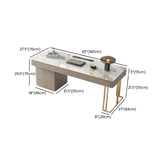 Glam Beige Stone Metal Base Writing Desk with Drawers Image - 17