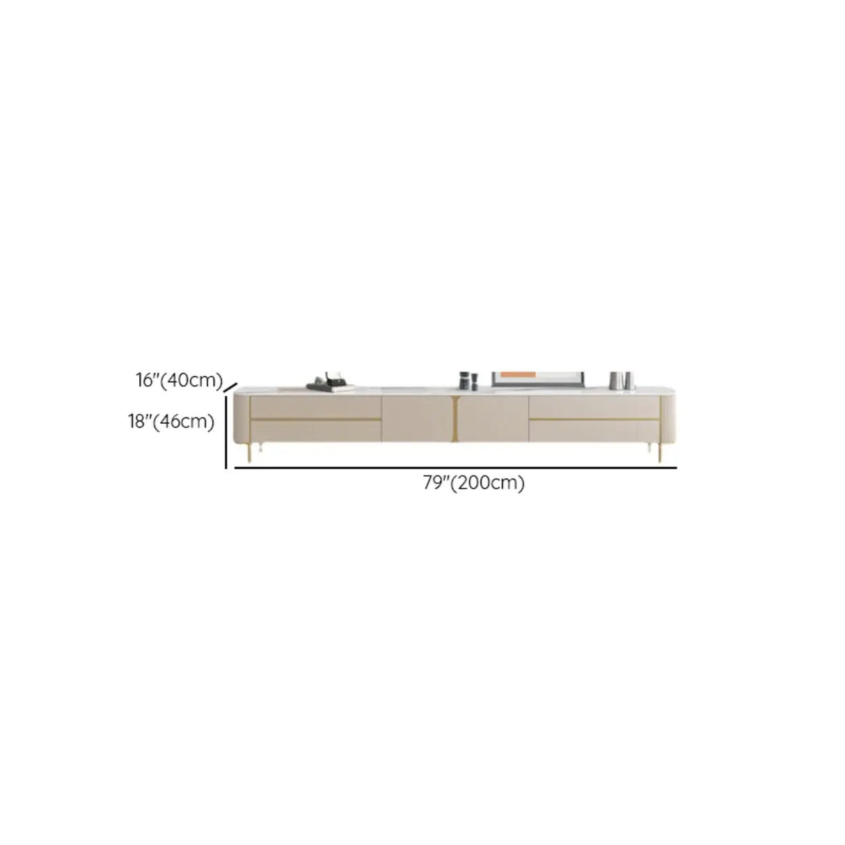 Glam Beige Stone Rectangle Drawers Cabinet TV Stand 