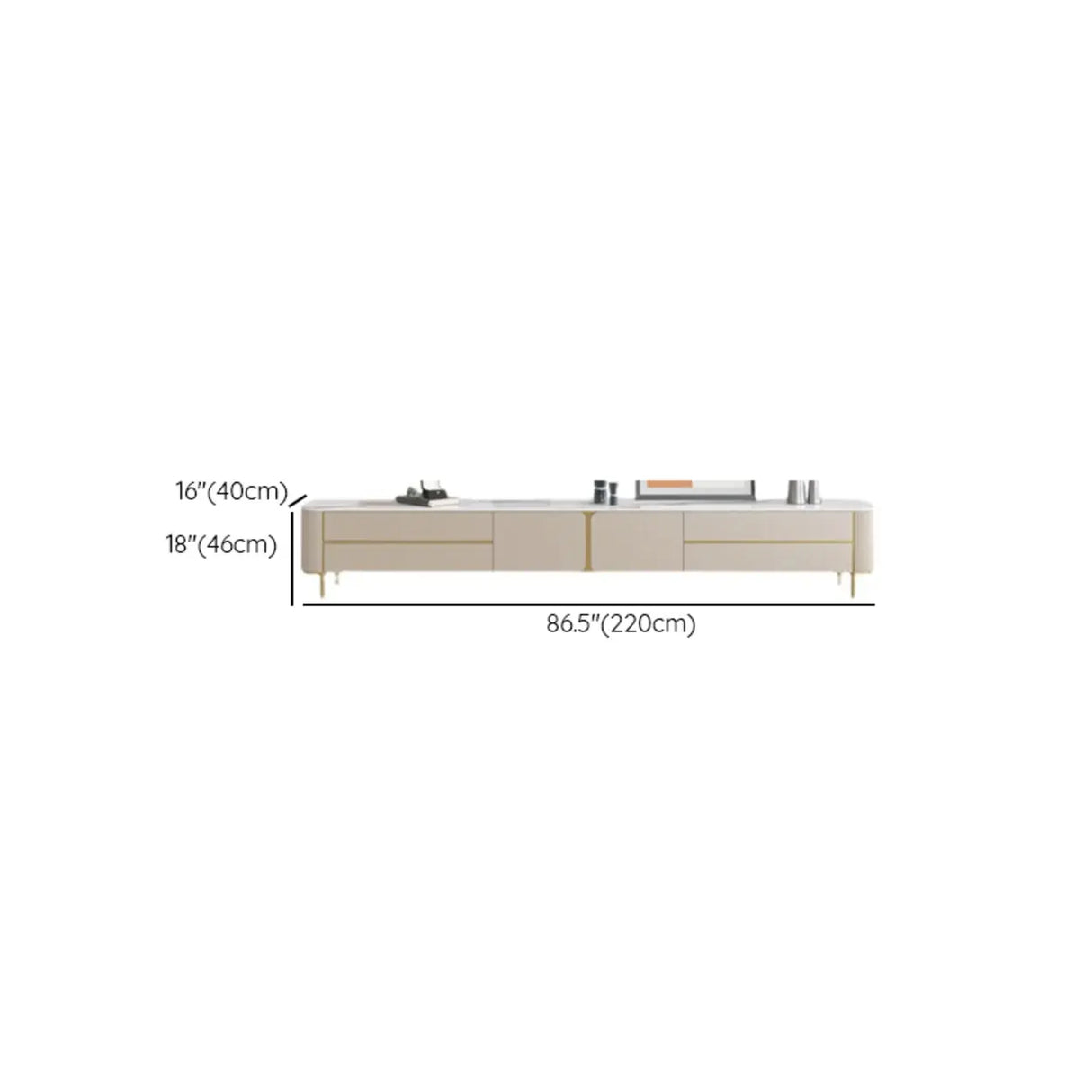 Glam Beige Stone Rectangle Drawers Cabinet TV Stand Image - 11