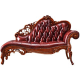 Glam Champagne Leather Upholstered Left-Arm Chaise Image - 2