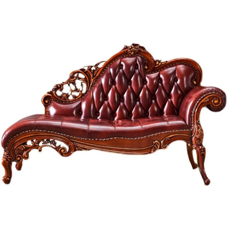 Glam Champagne Leather Upholstered Left-Arm Chaise Image - 2
