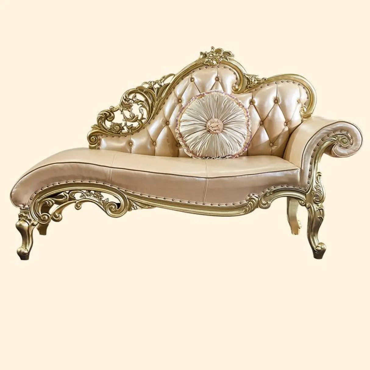 Glam Champagne Leather Upholstered Left-Arm Chaise Image - 6