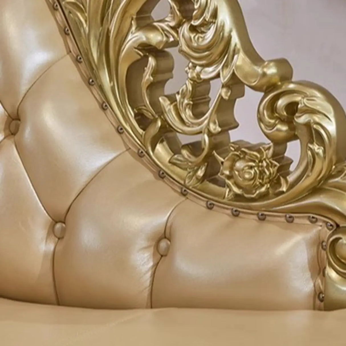 Glam Champagne Leather Upholstered Left-Arm Chaise Image - 7