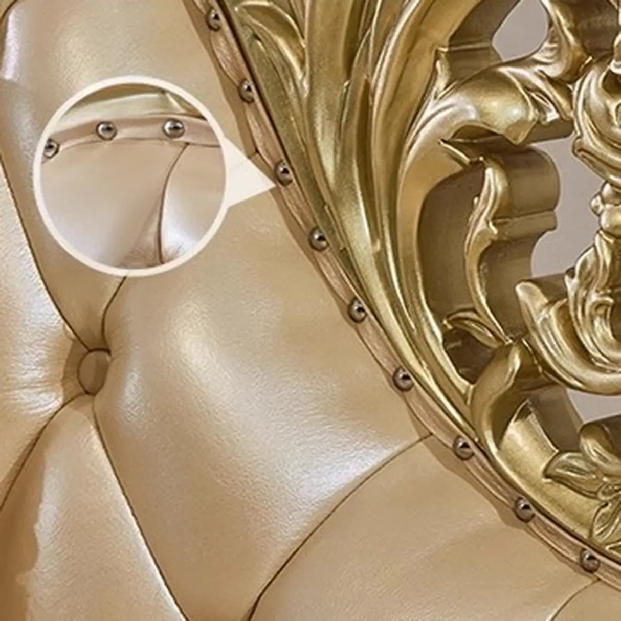 Glam Champagne Leather Upholstered Left-Arm Chaise Image - 9