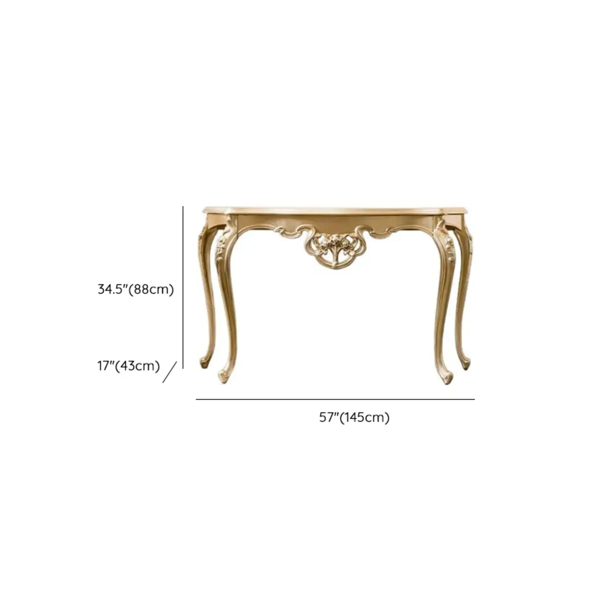Glam Curved Gold Wooden Antique Standard Console Table 