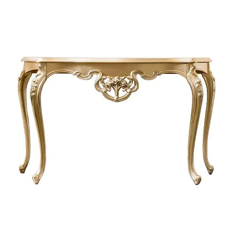 Glam Curved Gold Wooden Antique Standard Console Table Image - 2