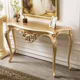 Glam Curved Gold Wooden Antique Standard Console Table Image - 3