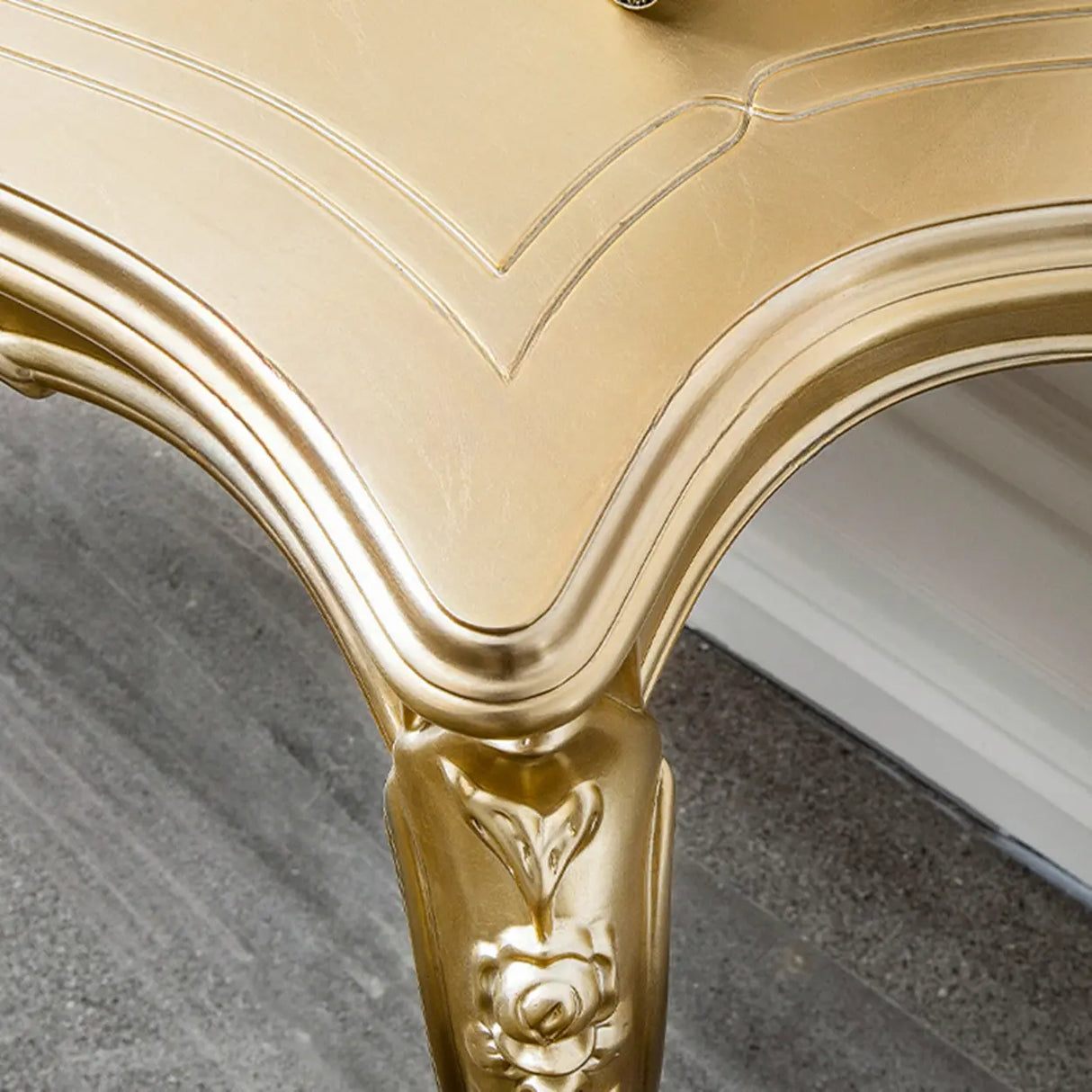 Glam Curved Gold Wooden Antique Standard Console Table Image - 6