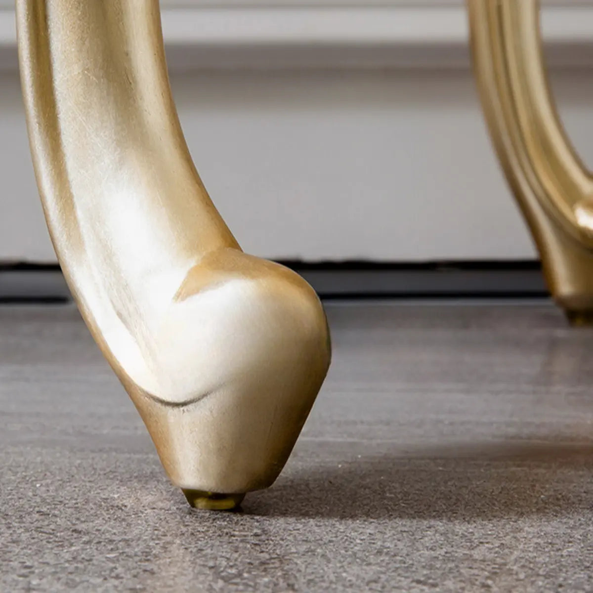 Glam Curved Gold Wooden Antique Standard Console Table Image - 7