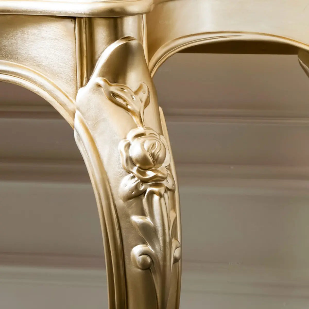 Glam Curved Gold Wooden Antique Standard Console Table Image - 8