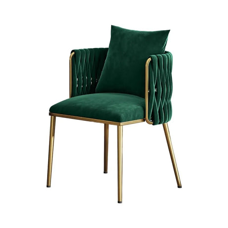 Glam Curved Pleated Armchair Velour Dining Chair Pink Image - 2