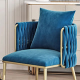 Glam Curved Pleated Armchair Velour Dining Chair Pink Image - 7
