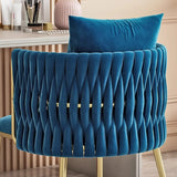 Glam Curved Pleated Armchair Velour Dining Chair Pink Image - 8