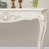 Glam Curved Wood White Standard Width French Console Table Image - 15