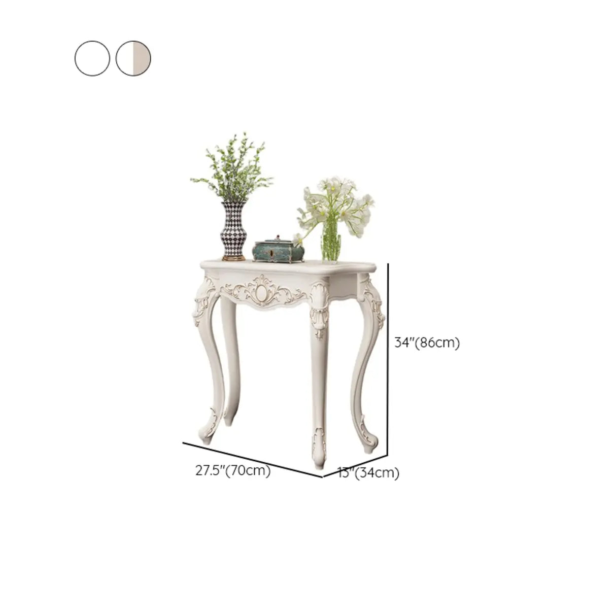 Glam Curved Wood White Standard Width French Console Table Image - 26