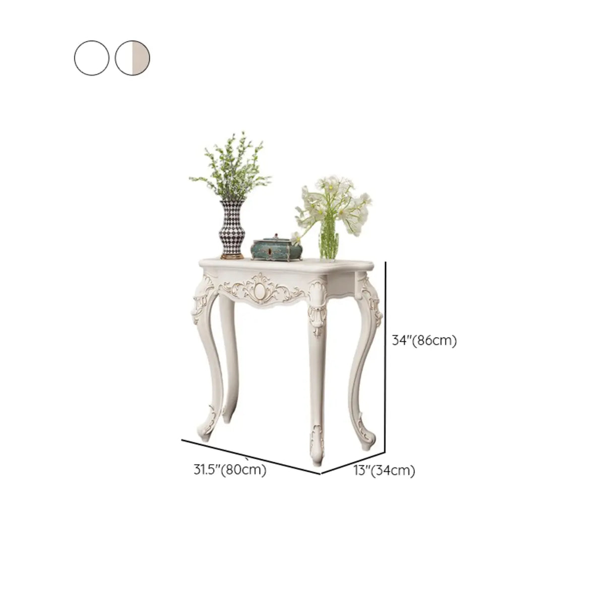 Glam Curved Wood White Standard Width French Console Table Image - 27