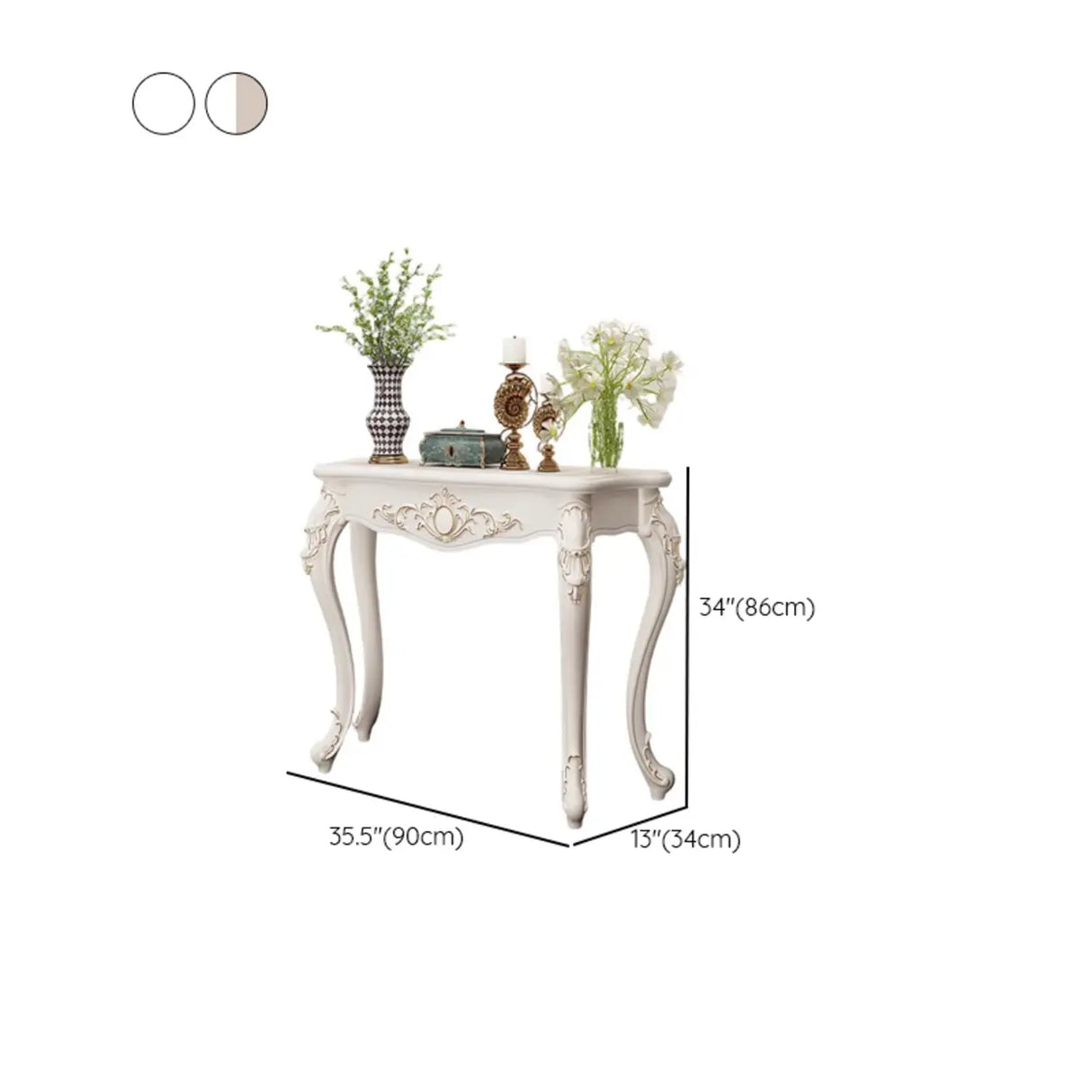 Glam Curved Wood White Standard Width French Console Table Image - 28