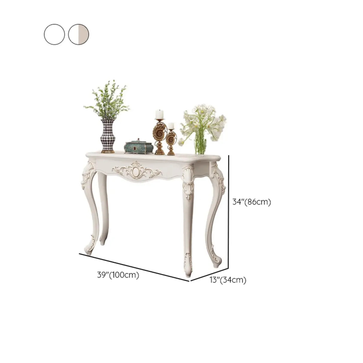 Glam Curved Wood White Standard Width French Console Table Image - 29