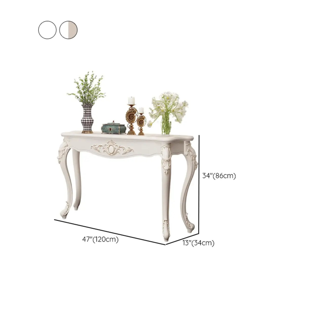 Glam Curved Wood White Standard Width French Console Table Image - 30