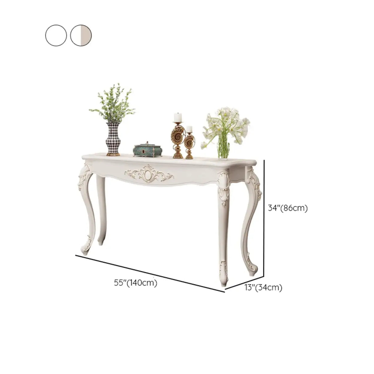 Glam Curved Wood White Standard Width French Console Table Image - 31
