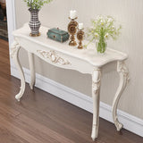 Glam Curved Wood White Standard Width French Console Table Image - 6
