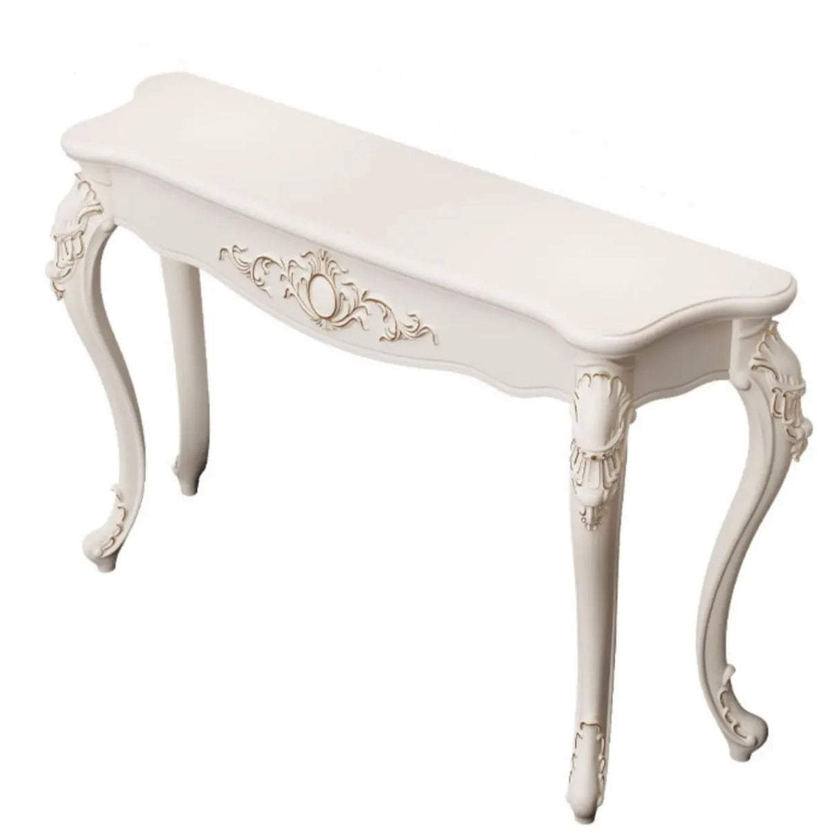 Glam Curved Wood White Standard Width French Console Table Image - 8