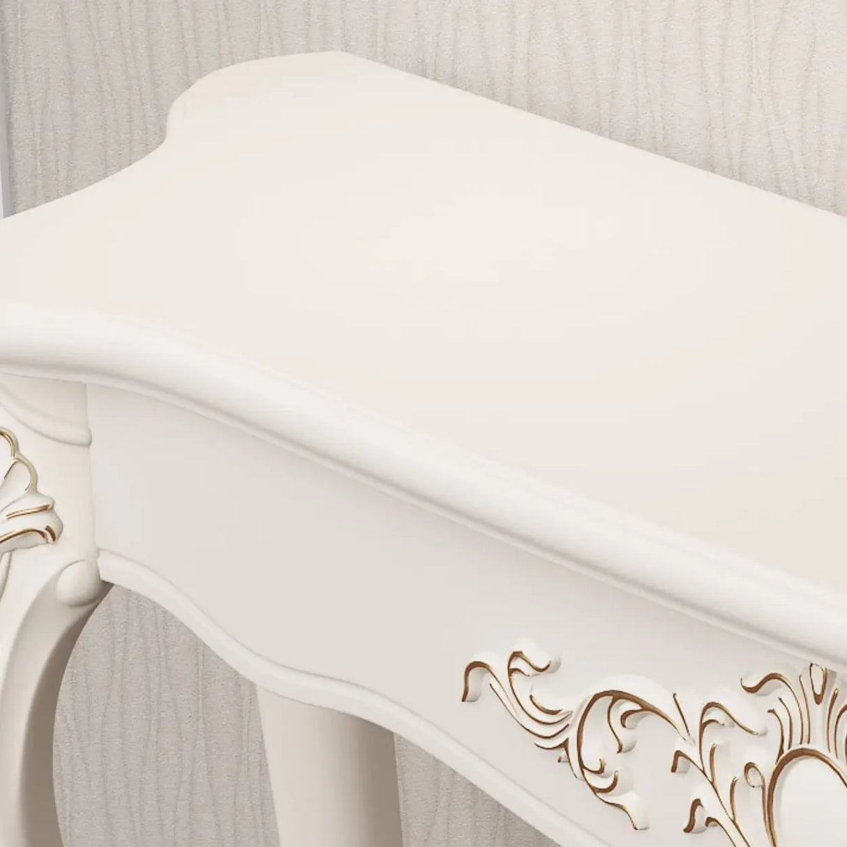 Glam Curved Wood White Standard Width French Console Table Image - 9