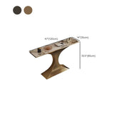 Glam Entryway Rectangular Stone Gold Curve Base Console Table Image - 10