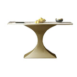 Glam Entryway Rectangular Stone Gold Curve Base Console Table Image - 5