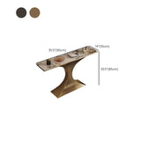 Glam Entryway Rectangular Stone Gold Curve Base Console Table #size
