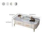 Glam Fiberglass Rectangular Coffee Table with Storage #size
