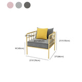 Glam Flannel Square Arm Pillow Back Metal Frame Sofa #size