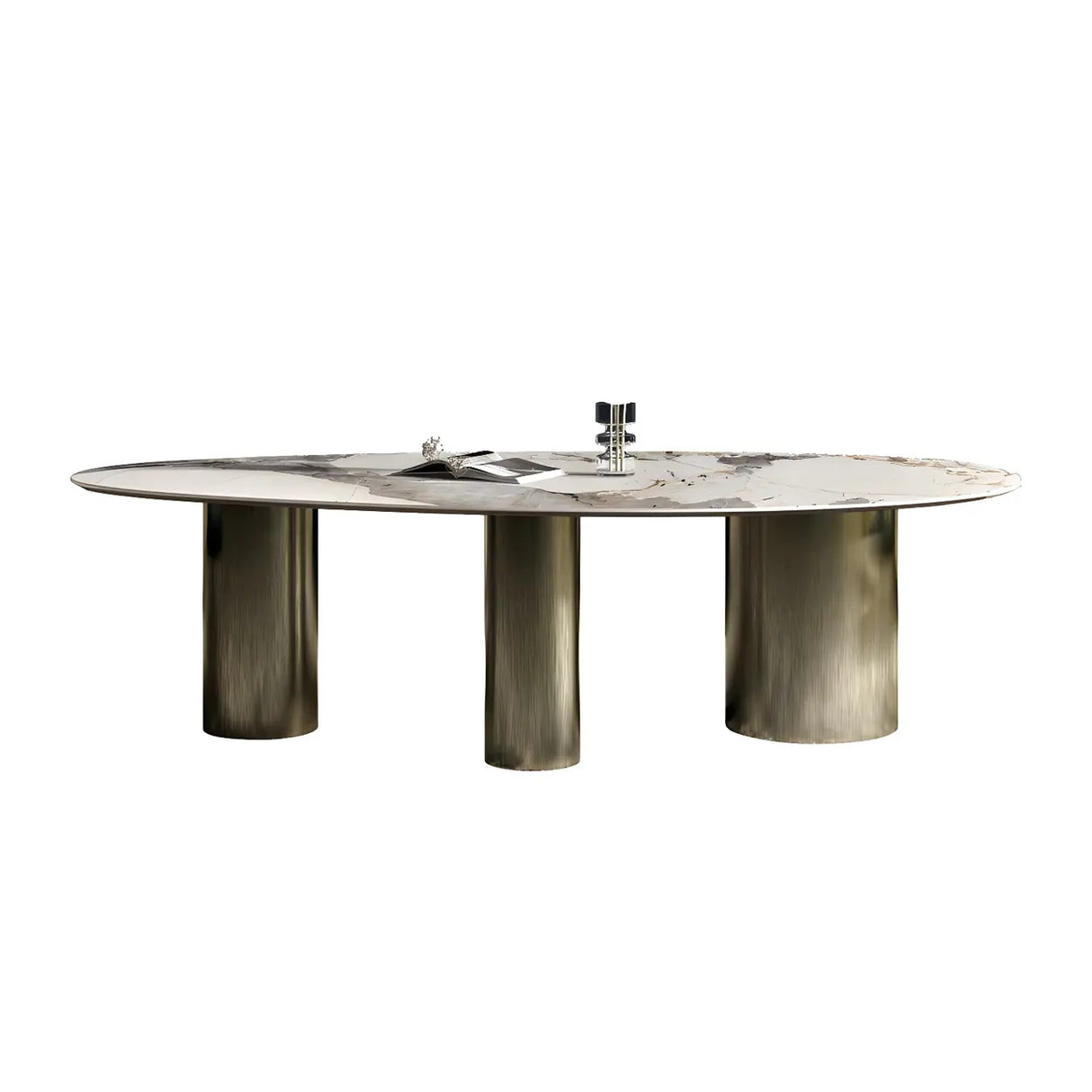 Glam Free Form Ink Smudge Stone Conference Table for 6 Image - 5