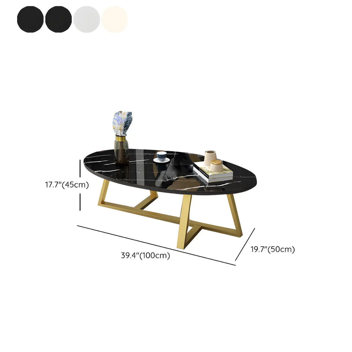 Glam Glass Wood Oval Coffee Table with Cross Legs Image - 26
