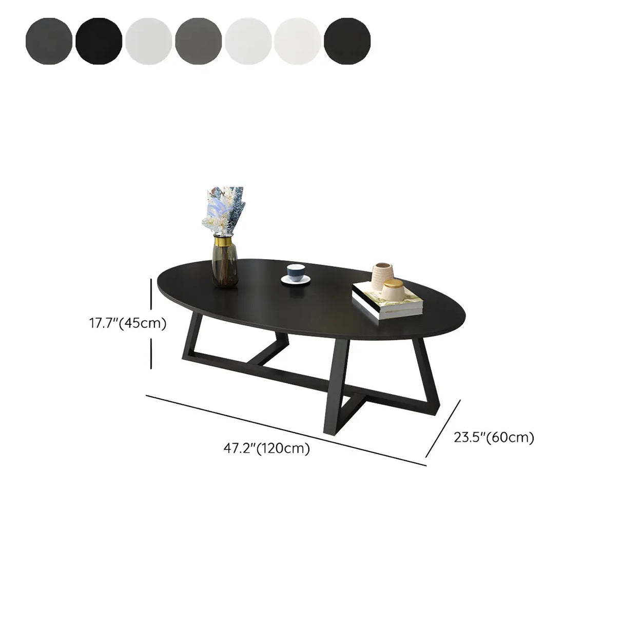 Glam Glass Wood Oval Coffee Table with Cross Legs Image - 27