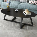 Glam Glass Wood Oval Coffee Table with Cross Legs Image - 9