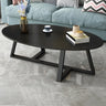 Glam Glass Wood Oval Coffee Table with Cross Legs Image - 9