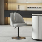 Glam Gray Swivel Adjustable Leather Footrest Back Bar Stool Image - 12